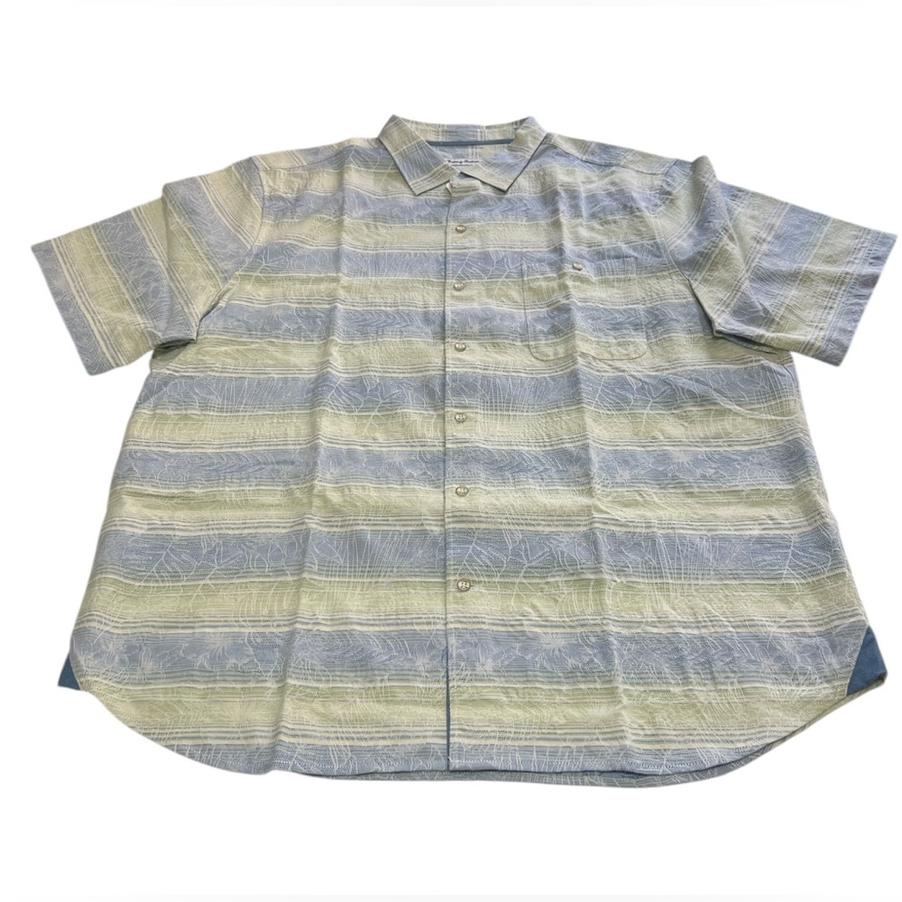 NEW Tommy Bahama Men's Size XL Short Sleeve Striped Jacquard Button Down Shirt
